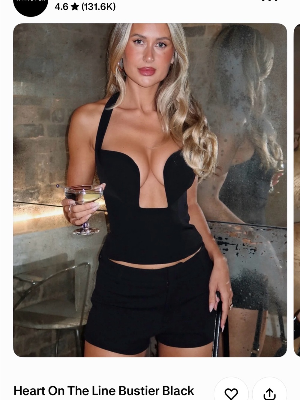 White Fox Boutique Black Heart-On-The-Line Bustier Camisole
